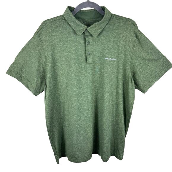 Columbia Green Hike Omni-Wick Short Sleeve Collared 1/4 Button Polo Men's Size L - Picture 1 of 5